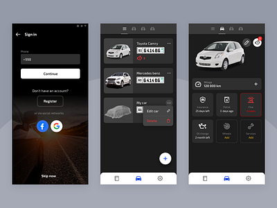 App to track your car app auto automobile car car service car ui mobile app ui design