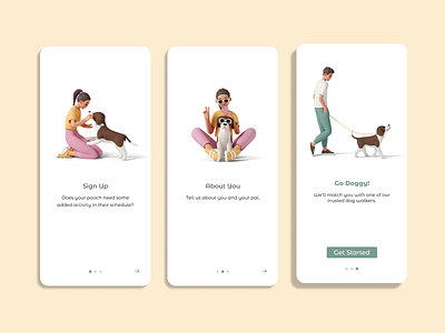 Daily UI Challenge 023: Onboarding 023 100daysofui challenge023 dailyui dailyuichallenge design dogwalkingapp onboarding ui uxdesign