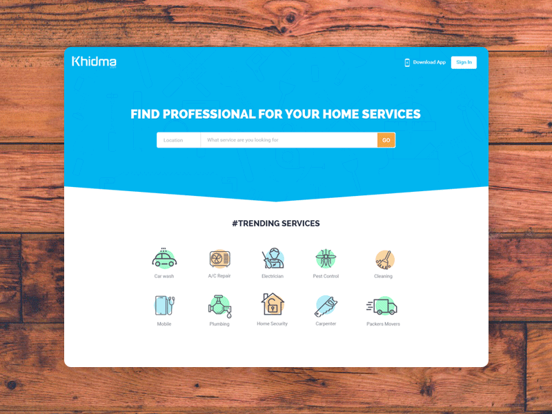 Home services web and mobile app