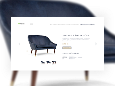 Blue Sofa app e commerce product slider ui