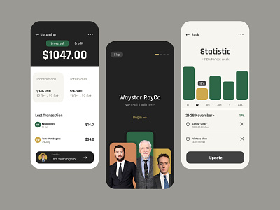 Waystar | RoyCo Finanace Mobile App app bank design finance greg illustration kendal logan mobile money nyc stocks sucession tom ui wall street