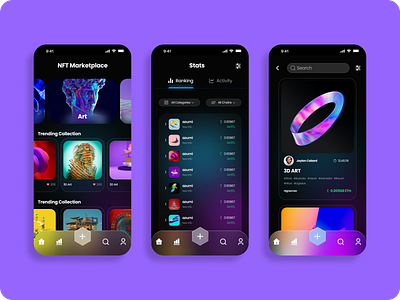 NFT Marketplace branding design graphic design illustration mobile app mobile application mobile interface nft nft interface nft mobile nft ui ui ui interface uiux ux