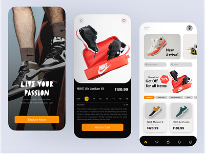 Nike Mobile Apps 3d branding design grafik graphic design illustration life logo market marketplace nike shoe shoes style typography ui uiux urban ux vector