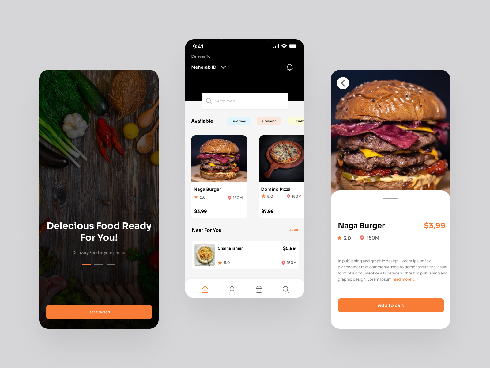 Food Delivery App by Meherab Hossain on Dribbble