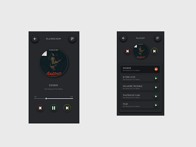 Music Play bob marley cuk next pause play playlist previous ui ux