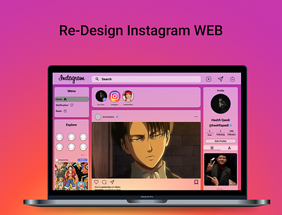 Re Design Instagram Web akun anime aplikasi attack on tittan branding graphic design igtv instagram live logout macbook onepiece paramore re design rells story ui ux vector web