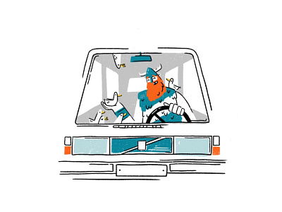 Volviking beard bird car character driving duck helmet illustration procreate texture viking volvo