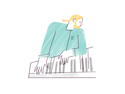Pianist character illustration music musician piano procreate texture