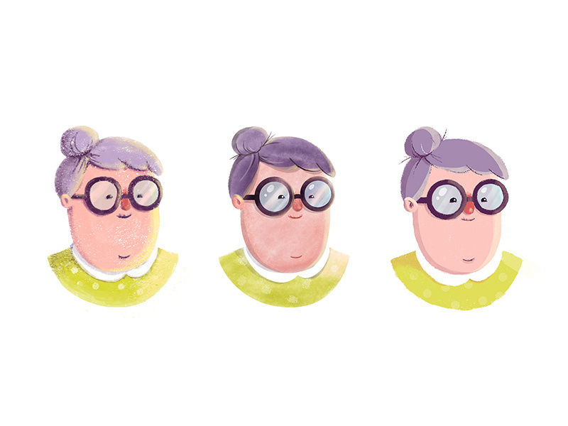 Style Exploration texture style exploration grandma illustration character old woman glasses grandmother granny