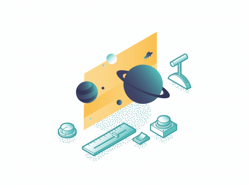 Animation slider controller toggle button switch ufo star planet space animation motion after effects isometric