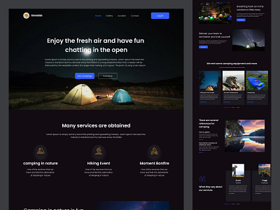 Landing Page Camping activity app application camping donate family landing page mobile nature one with nature ui ui design website