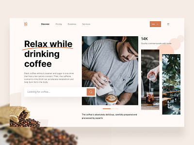 Drinking Coffee | Exploration branding coffe design drinking interface landing page product service startup ui ux website