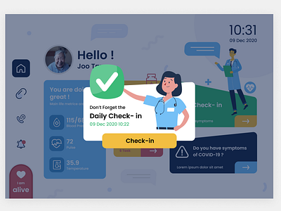 Home care check-in popup