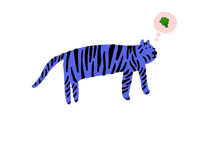 vegan tiger love broccoli broccoli cute drawing illustration kawaii tiger vegan