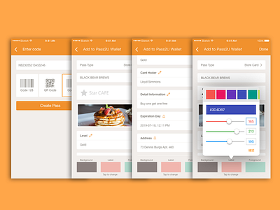 Pass2U Wallet UI - Create the Pass app apple wallet barcode color picker create form pass pass2u phone wallet