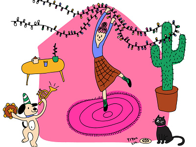 Light up cactus cat cute decorate dog doodle drawing illustration light