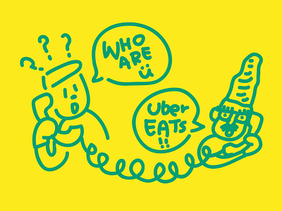 Uber Eats character confused cute doodle drawing graphic illustration illustrator phonecall ubereats