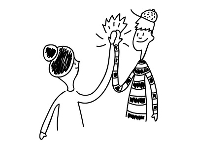 Hi Five black white boy character cheer up couple cute doodle drawing friends girl hand hi five illustration illustrator