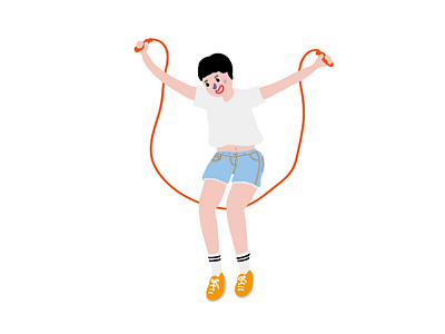 rope skipping character cute doodle drawing exercise girl graphic illustration illustrator kawaii rope skipping self portrait