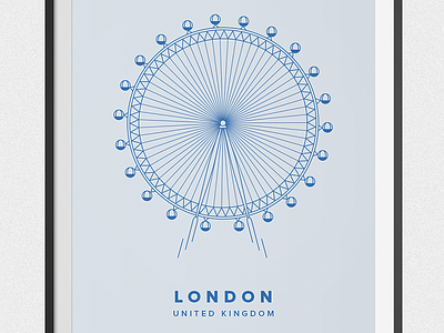Illustration #3 London city illustration lines london london eye poster
