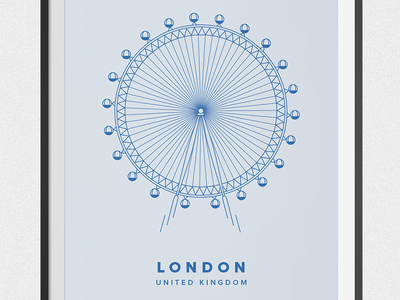 Illustration #3 London city illustration lines london london eye poster