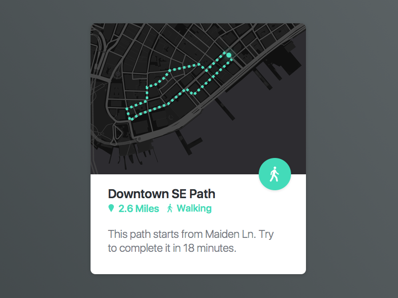 Start Activity Card path map material android ios walking running sport activity ui card