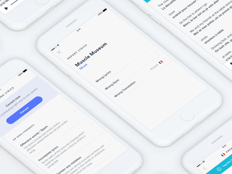 Reporting Content ui feedback sync track music lyrics android ios musixmatch tool report