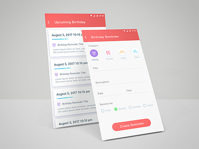 Birthday Reminder App app app design birthday reminder ui ux