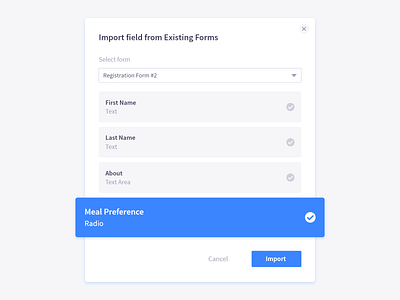 Import Form Fields dashboard dashboard design dashboard ui form design form field forms graphics register form registration registration form ui user experience user interface ux