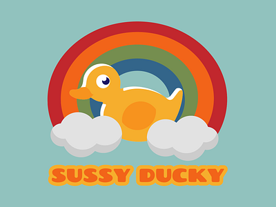 Rubber Duck Day Design, "Sussy Ducky" design duck flat graphic design icon illustration logo rubber duck rubber duck day rubber ducky