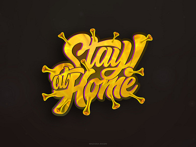 Stay at home be safe calligraphy corona coronaviruse illustraion stay at home typography