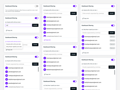 Dashboard Sharing Modal dashboard dashboard design healthcare interaction design modal security sharing ui design ux design