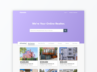 Homelo Landing Page ecommerce homepage housing landing page real estate ui design ux design