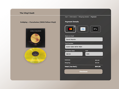 Daily UI Challenge #002 - Sign Up Page checkout checkoutpage collectui dailyui record store ui ui challenge ui daily challenge ui design ux design vinyl shop