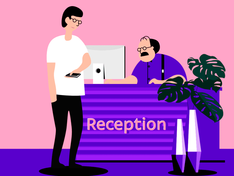 Reception animation concierge hotel laugh mike plant reception yukhtenko майк юхтенко