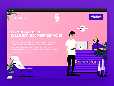 Concierge in Touch branding hotel illustration landing maicle mike reception web yukhtenko майк юхтенко