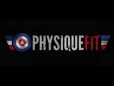 Logo Concept for Physique Fit america american blue brushed aluminum fitness grunge metal metallic red white