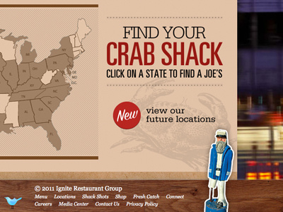 Find Your Crab Shack interface typography ui