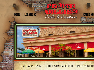 Fajita Willie's Web Concept adobe brick cantina decay interface design mexico vintage web design website