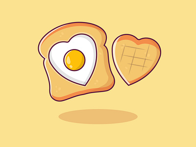 Heart-shaped Bread Omlette