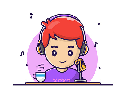 Podcast 3d boy branding coffee design dribble graphic design illustration logo mic podcast vector