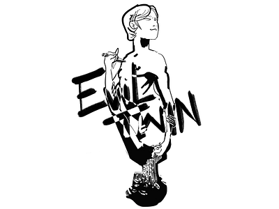 Evil Twin Album Art album art art black and white commission design drawing illustration lettering music procreate