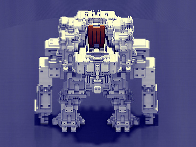 The Solid Suit 3d isometric mecha pixel robot voxel