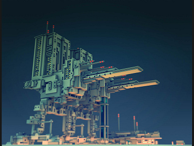 The Workers Platform 3d city futuristic isometric pixel sf voxel