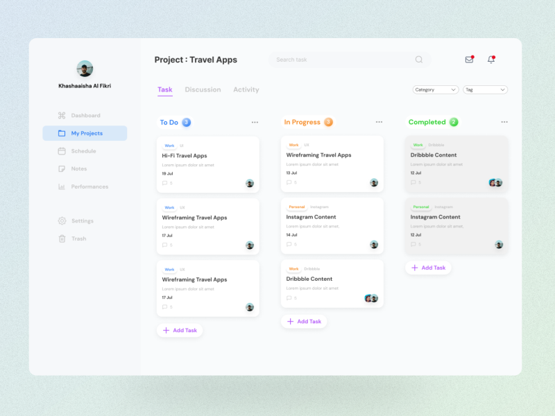 Task Management Dashboard by Javan Cipta Solusi on Dribbble