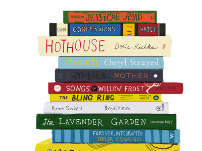 My TBR pile is getting slightly out of control books color digital illustration lettering reading