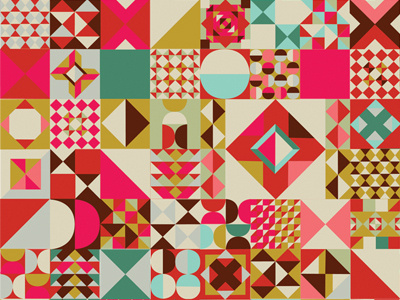 Crazy Quilt color digital illustrator pattern retro shapes vector