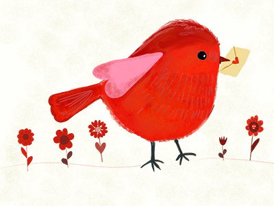 Love Bird birds color digital illustration valentines day