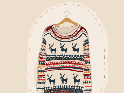 December 2nd: Cozy Winter Sweater advent calendar color digital fashion illustration pattern pattern design winter winter sweater