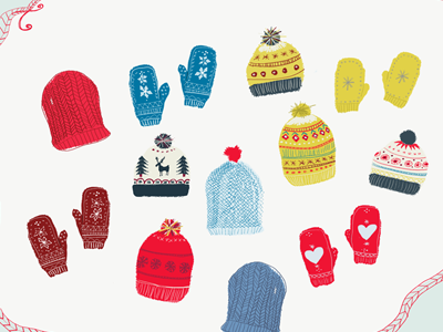 December 4th: Hats & Mittens advent calendar color cozy illustration mittens pattern winter hats